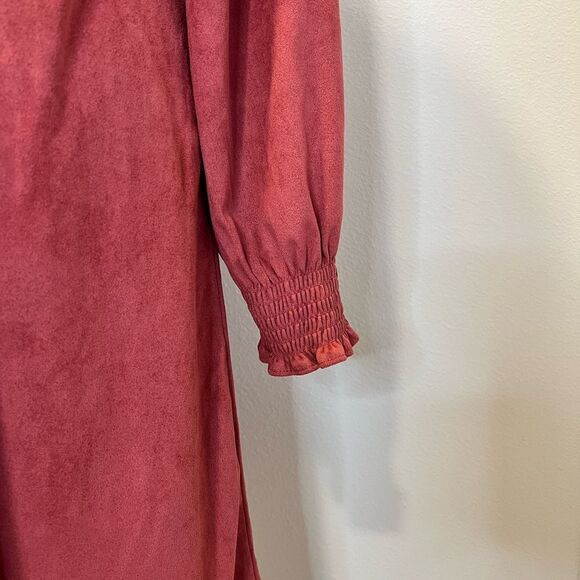 ANNE KLEIN Faux Suede Autumn Rose Long Sleeve Mini Dress Size Large - Picture 5 of 11